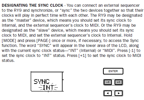 Yamaha RY9 Sync Info Yamaha RY9 Sync Info